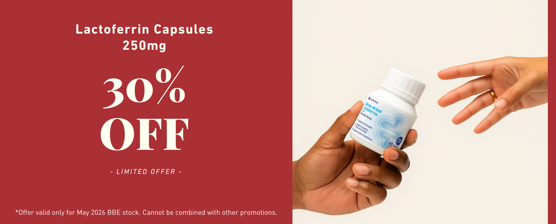 Lactovital Lactoferrin cauplsue supplement 30% Off Limited offer Jan 2026