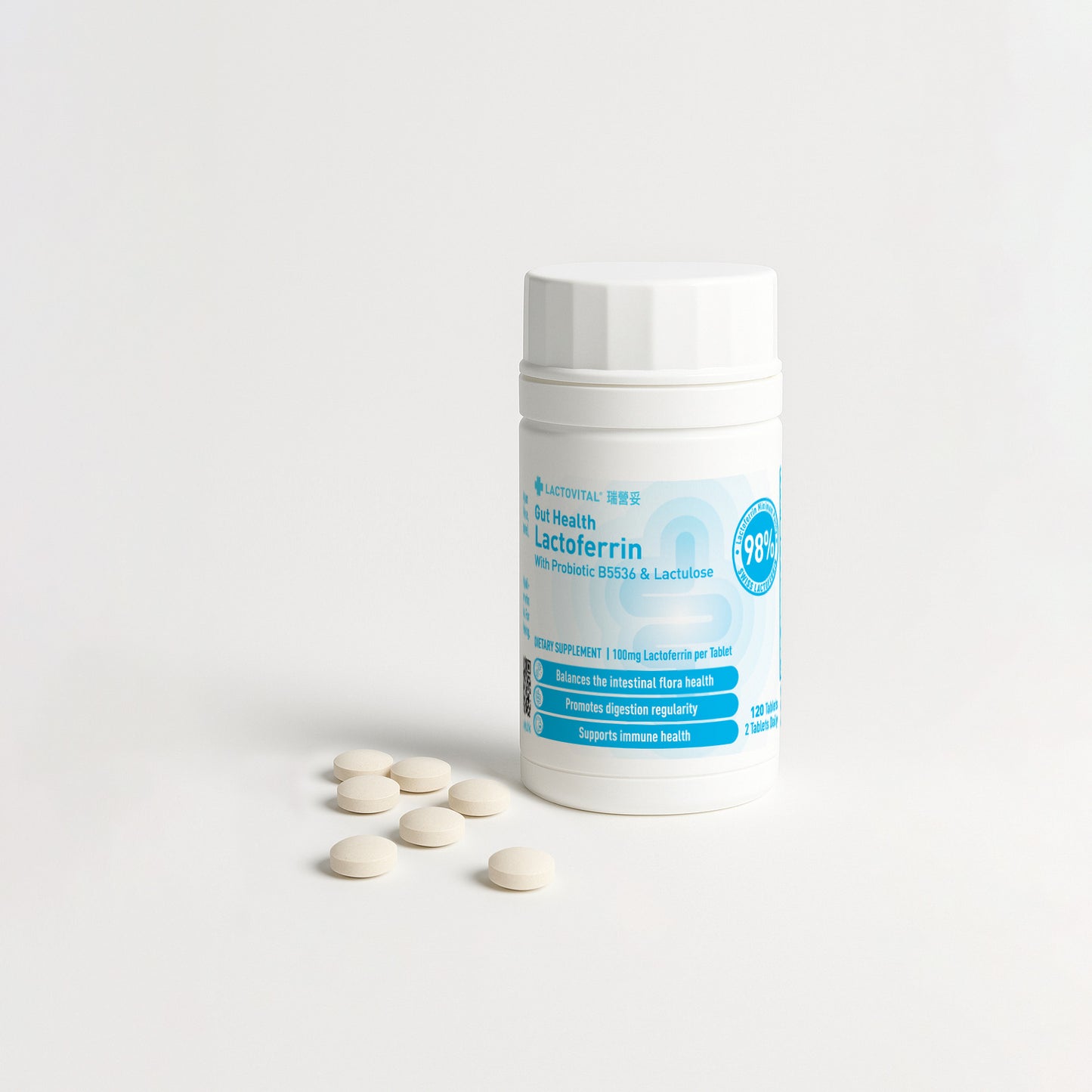 瑞營妥健腸配方 | 乳鐵蛋白、益生菌和乳果糖咀嚼片 | 360片(六個月套裝)